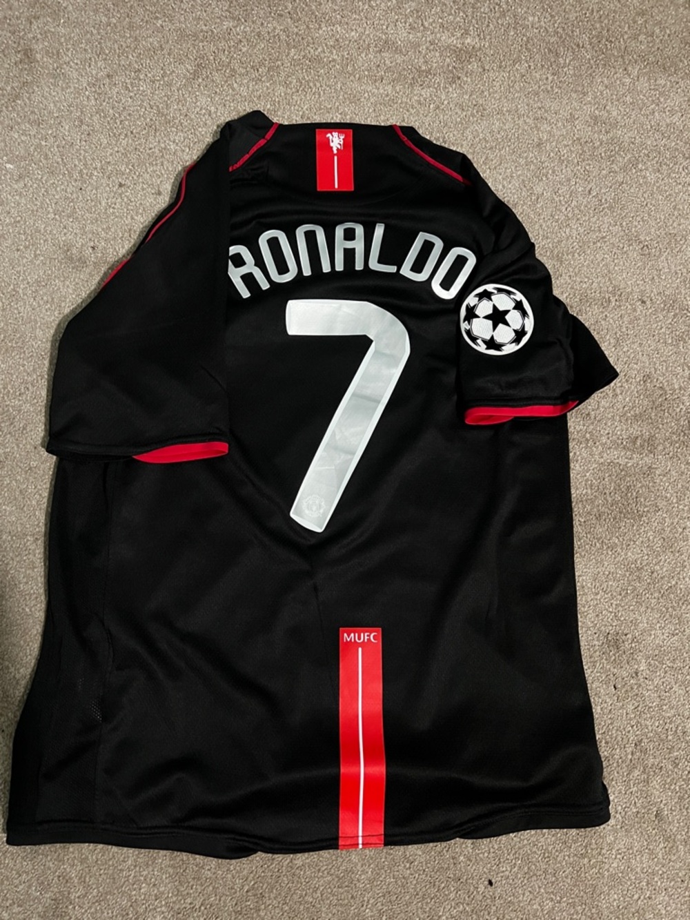 Nike Black and Red Football Jersey with White Number 7